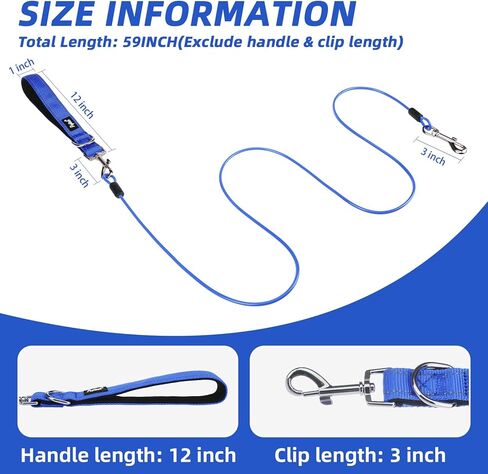 PUPTECK Chew Proof Dog Leash for Small Medium Large Dogs, Heavy Duty Dog Leashes with Padded Handle, Steel Cable Lead with Detachable Short Leash for Training Walking, Hot Pink in Kuwait