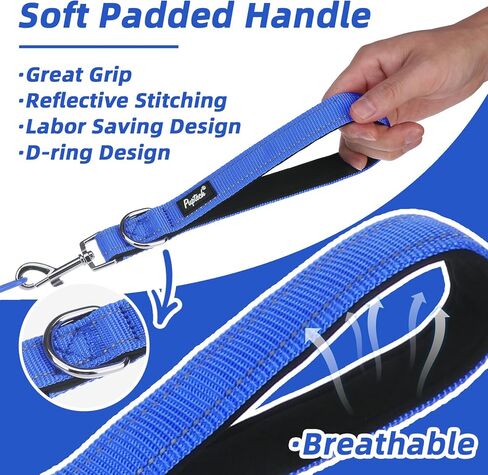 PUPTECK Chew Proof Dog Leash for Small Medium Large Dogs, Heavy Duty Dog Leashes with Padded Handle, Steel Cable Lead with Detachable Short Leash for Training Walking, Hot Pink in Kuwait