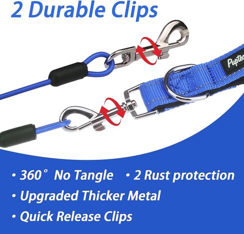 PUPTECK Chew Proof Dog Leash for Small Medium Large Dogs, Heavy Duty Dog Leashes with Padded Handle, Steel Cable Lead with Detachable Short Leash for Training Walking, Hot Pink in Kuwait