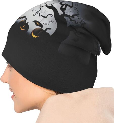 Funny Halloween Beanie Chemo Hat Cancer Headwear Knit Hats Baggy Slouchy Skull Cap for Women Men Gifts in Saudi Arabia