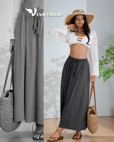 3 Pack Women's Maxi Long Skirts, Ankle Length a Line Elastic High Waist Flowy Boho Casual Skirt with Pockets in Saudi Arabia