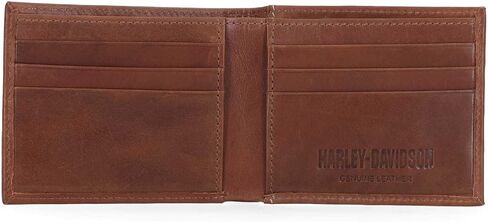 Harley-Davidson Men's Laser Bar & Shield Logo Billfold Leather Wallet - Brown in Saudi Arabia