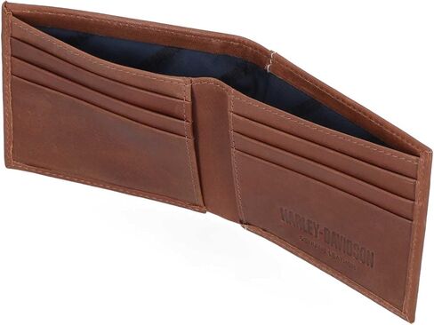 Harley-Davidson Men's Laser Bar & Shield Logo Billfold Leather Wallet - Brown in Saudi Arabia