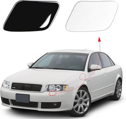 Front Bumper Headlight Washer Nozzle Cover Cap Fit for Audi A4 2002 2003 2004 2005 8E0955275D 8E0955276D (Silver, Right Passenger Side) Xinpinsai in Saudi Arabia