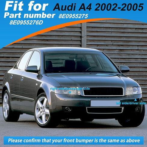 Front Bumper Headlight Washer Nozzle Cover Cap Fit for Audi A4 2002 2003 2004 2005 8E0955275D 8E0955276D (Silver, Right Passenger Side) Xinpinsai in Saudi Arabia