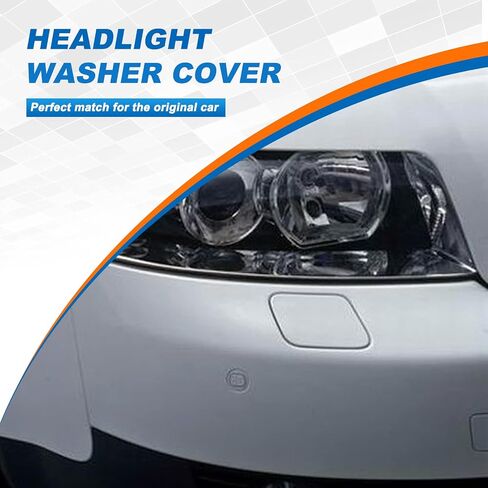 Front Bumper Headlight Washer Nozzle Cover Cap Fit for Audi A4 2002 2003 2004 2005 8E0955275D 8E0955276D (Silver, Right Passenger Side) Xinpinsai in Saudi Arabia