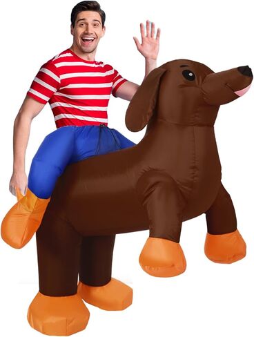 Inflatable Costume Adult Inflatable Dachshund Men Women Ride on Blow up Funny Dog Costume for Halloween Party in Saudi Arabia