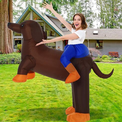 Inflatable Costume Adult Inflatable Dachshund Men Women Ride on Blow up Funny Dog Costume for Halloween Party in Saudi Arabia