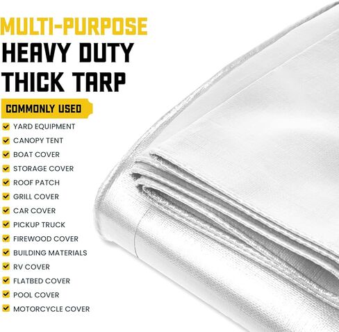 Core Tarps Extreme Dustice 20 Mil Tarp Cover ، مقاوم للماء ، مقاوم للأشعة فوق البنفسجية ، Poly Tarpaulin مع الحواف المعززة للسقف ، التخييم ، الفناء ، حمام سباحة ، قارب (أبيض 20 ′ × 30 ′) in Saudi Arabia