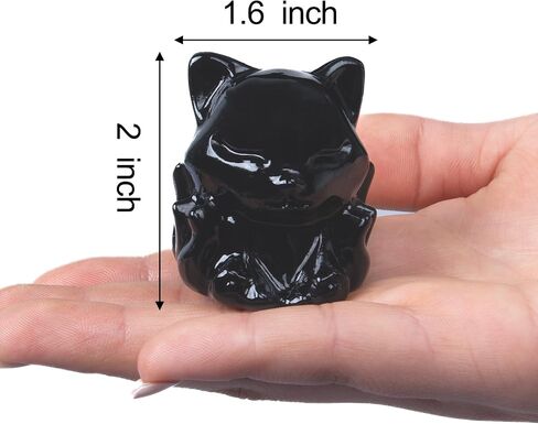 Black Obsidian Nine Tailed Fox Decor,2 Inch Healing Crystals Fox Statue,Lucky Guardian Pocket Fox Figurines as Women’s Gifts,Fox Figurine for Office Home Decor and Ornament. in Saudi Arabia