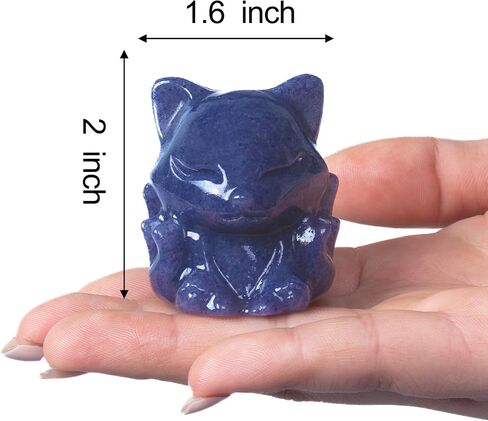 Black Obsidian Nine Tailed Fox Decor,2 Inch Healing Crystals Fox Statue,Lucky Guardian Pocket Fox Figurines as Women’s Gifts,Fox Figurine for Office Home Decor and Ornament. in Saudi Arabia