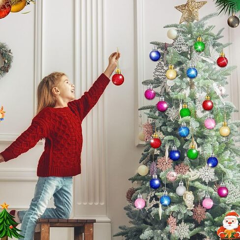 24Pcs Christmas Ball Ornaments Mini Glitter Christmas Tree Ornaments Colorful Christmas Ball Tree Decorations Mini Decorative Balls for Xmas Tree Party Decor (1.18 Inch) (Colorful) in Saudi Arabia