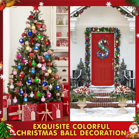 24Pcs Christmas Ball Ornaments Mini Glitter Christmas Tree Ornaments Colorful Christmas Ball Tree Decorations Mini Decorative Balls for Xmas Tree Party Decor (1.18 Inch) (Colorful) in Saudi Arabia