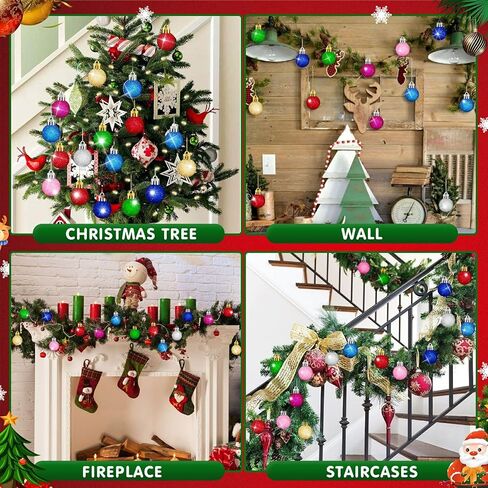 24Pcs Christmas Ball Ornaments Mini Glitter Christmas Tree Ornaments Colorful Christmas Ball Tree Decorations Mini Decorative Balls for Xmas Tree Party Decor (1.18 Inch) (Colorful) in Saudi Arabia