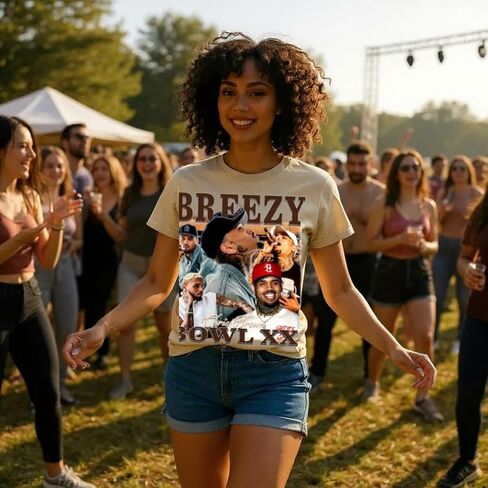 Breezy Bowl XX Collage Concert Outfit Merch Retro Shirt tee Fan Unisex BFF Chris Tour in Kuwait