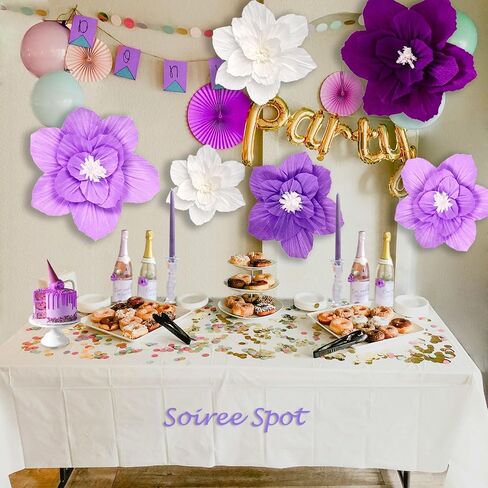 6PCS Paper Flowers Artificial Wall Decor 3D Tissue Paper Flowers Wedding Birthday Room Decor Purple Lavender Bridal Baby Shower Nursery Room Backdrop Table Centerpieces Party Decorations in Saudi Arabia