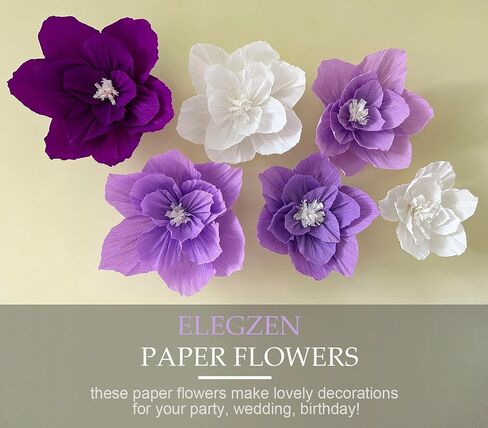 6PCS Paper Flowers Artificial Wall Decor 3D Tissue Paper Flowers Wedding Birthday Room Decor Purple Lavender Bridal Baby Shower Nursery Room Backdrop Table Centerpieces Party Decorations in Saudi Arabia