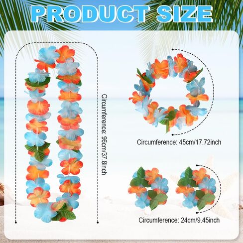 Hawaiian Leis ، 24pcs Leis for Luau Party Flower Flower Lei Bulk Hawaiian Necklace for Women Flower Beadbands & Bracelet Tropical Hawaiian Decorations for Birthday Wedding Holdy Beach in Kuwait