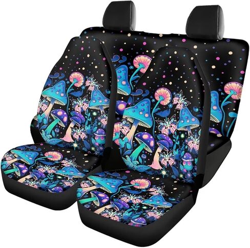 Modysero Blue Skull Rose Car Front Rear Seat Covers Car Decor Interior Accessories,4 Pcs Soft Split Auto Seat Protector for Women Mans Waterproof Seat Covers for Cars SUV Trucks in Kuwait