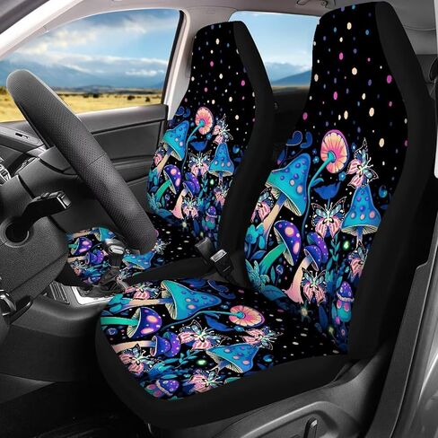 Modysero Blue Skull Rose Car Front Rear Seat Covers Car Decor Interior Accessories,4 Pcs Soft Split Auto Seat Protector for Women Mans Waterproof Seat Covers for Cars SUV Trucks in Kuwait