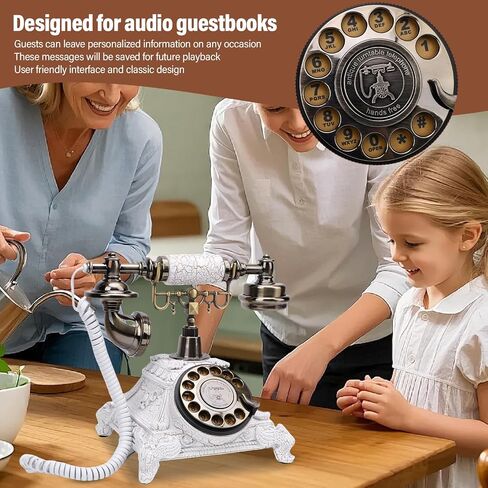 Ccylez Vintage Audio Guest Book Phone ، 32GB Retro Recording Telephone ، اترك هاتفًا لحفلات الزفاف ، والأطراف ، والذكرى السنوية ، وسجل الرسائل الصوتية المخصصة (اللون النحاسي العتيق) in Kuwait