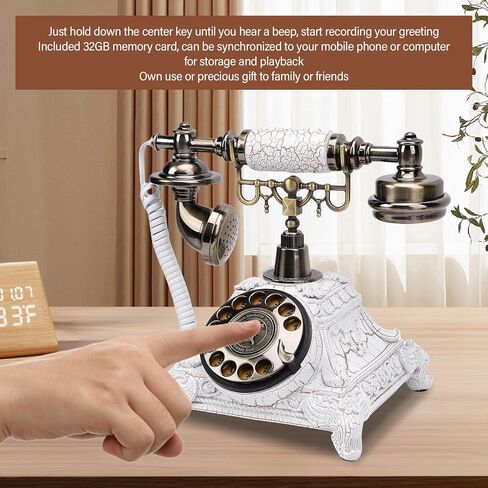Ccylez Vintage Audio Guest Book Phone ، 32GB Retro Recording Telephone ، اترك هاتفًا لحفلات الزفاف ، والأطراف ، والذكرى السنوية ، وسجل الرسائل الصوتية المخصصة (اللون النحاسي العتيق) in Kuwait