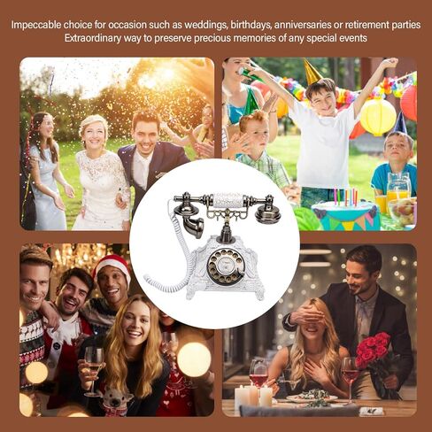 Ccylez Vintage Audio Guest Book Phone ، 32GB Retro Recording Telephone ، اترك هاتفًا لحفلات الزفاف ، والأطراف ، والذكرى السنوية ، وسجل الرسائل الصوتية المخصصة (اللون النحاسي العتيق) in Kuwait