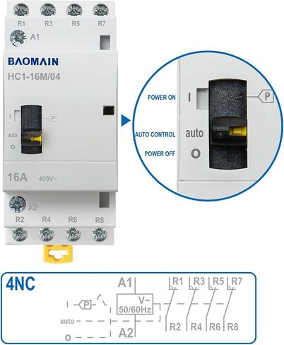Baomain AC Contactor 16A 4 Pole Normally Closed Universal Circuit Control 35mm DIN Rail Mount CE Listed BCT-16/04 (AC 24V, 4NC) in Saudi Arabia
