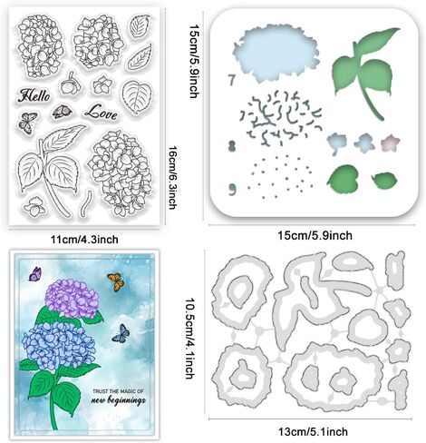 Clear Stamp Stencil and Die Cut Set Layered Flowers Stamp Cattleya Floral Clear Stamp and Cutting Dies Flower Background Painting Template for Wall Card Making Photo Album Home Decor in Saudi Arabia