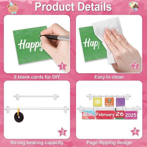 96 CARDS CLASSROAM CASSMARTAR BULLETIN SET ، تقويم الزهور البرية مع حامل لزينة الفصول الدراسية ، تقويم قابل للتعديل للمعلم ، مستلزمات ديكور المنزل في مرحلة ما قبل المدرسة الابتدائية in Kuwait