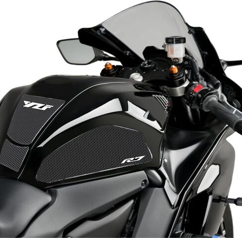 R7 دراجة نارية دبابة دبابة دبابات حامي توافق مع Yamaha YZF-R7 R7 3D ملصقات وسادة خزان لانزلاق زبدية حماة زيت زيت الغاز (أبيض ، R7) in Kuwait