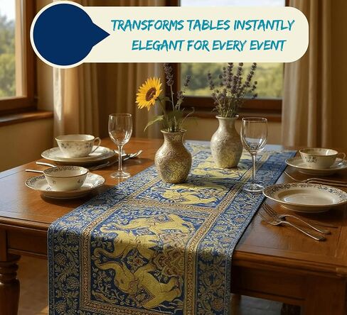 مفرش طاولة بتصميم فيل مقاس 60 × 16 بوصة مزخرف بالحرير لطاولة المطبخ العرقية لحفلات الزفاف وحفلات أعياد الميلاد باللون البرتقالي 1 in Kuwait