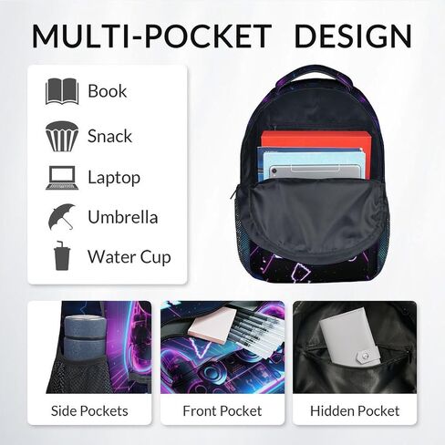 UNIKITTY Backpack for Boys - Kids Bookbag for Middle School - Boys Gamer Backpack with Adjustable Straps - 17 Inch Schoolbag for Kindergarten Elementary in Kuwait