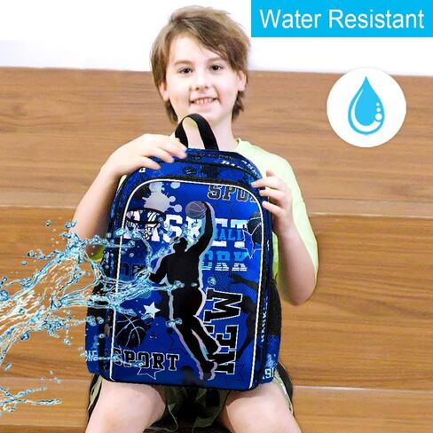 gxtvo 3PCS Boys Basketball Backpack, 17" Kids Bookbag with Lunch Box, Water Resistant Middle Elementary Preschool School Bag in Saudi Arabia