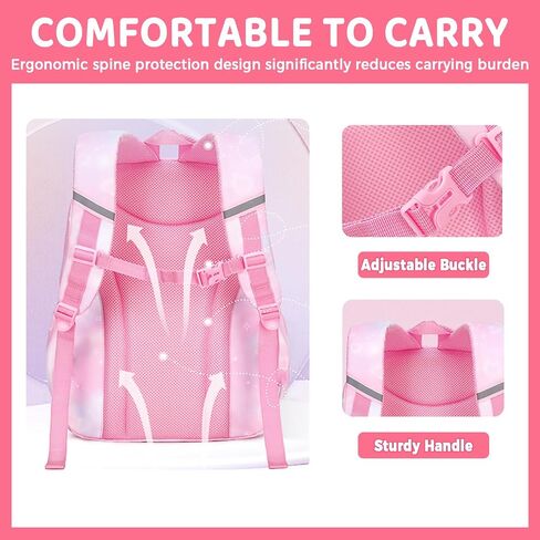 Cute School Backpack for Teen Girls Kawaii Waterproof Large Capacity Bookbag for Kids Elementary Middle School Preppy Aesthetic Book Bag with Cute Accessories for Ages 6-8 8-10 10-12 (Pink White) in Kuwait
