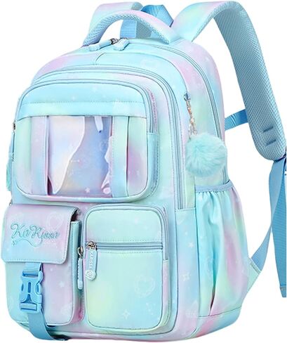 Cute School Backpack for Teen Girls Kawaii Waterproof Large Capacity Bookbag for Kids Elementary Middle School Preppy Aesthetic Book Bag with Cute Accessories for Ages 6-8 8-10 10-12 (Pink White) in Kuwait