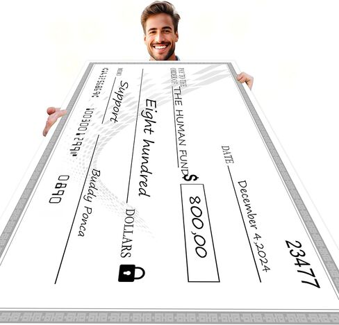 40 "x16" عملاق محو جاف قابل لإعادة الاستخدام - شيك فارغ ضئيل كبير للعروض التقديمية والجوائز والسحوبات وجمع التبرعات والاحتفالات | جائزة كرتون متينة للأحداث والتبرعات والفائزين in Kuwait