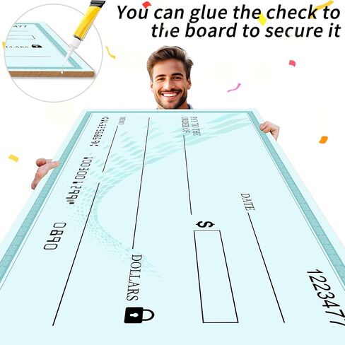 40"x16" Giant Reusable Dry Erase Check - Oversized Fake Blank Check for Presentations, Awards, Raffles, Fundraisers & Celebrations | Durable Cardboard Prize for Events, Donations & Winners in Kuwait