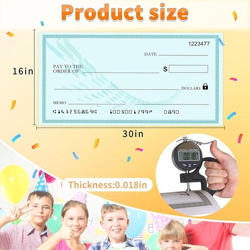 40"x16" Giant Reusable Dry Erase Check - Oversized Fake Blank Check for Presentations, Awards, Raffles, Fundraisers & Celebrations | Durable Cardboard Prize for Events, Donations & Winners in Kuwait