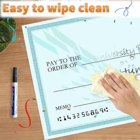 40"x16" Giant Reusable Dry Erase Check - Oversized Fake Blank Check for Presentations, Awards, Raffles, Fundraisers & Celebrations | Durable Cardboard Prize for Events, Donations & Winners in Kuwait