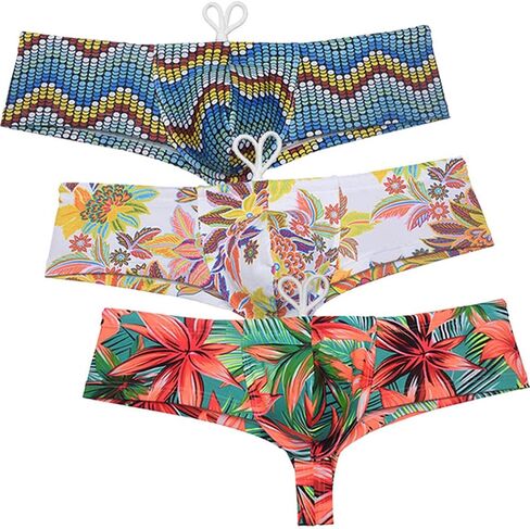 ملخصات مربعات SwoCojuco Mens Swimwear Bikini Bikini Brazilian Cut Surf Shorts Board Cheeky Swim Trunks in Kuwait