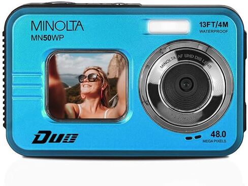 Minolta 48 Mega Pixels Underwater Digital Camera with Autofocus, 5K Video & Dual LCD, Red in Saudi Arabia