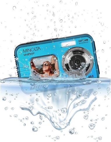 Minolta 48 Mega Pixels Underwater Digital Camera with Autofocus, 5K Video & Dual LCD, Red in Saudi Arabia