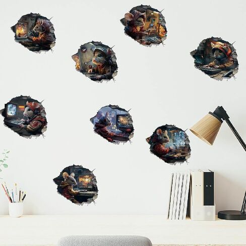 SUPERDANT 3D Mouse Wall Sticker Mouse Hole Stickers Mouse in a Hole Decals 5 Cute Mice Animal Funny Floor Vinyl Decor for Kids Room Living Room Nursery Bedroom Wall Decor in Saudi Arabia