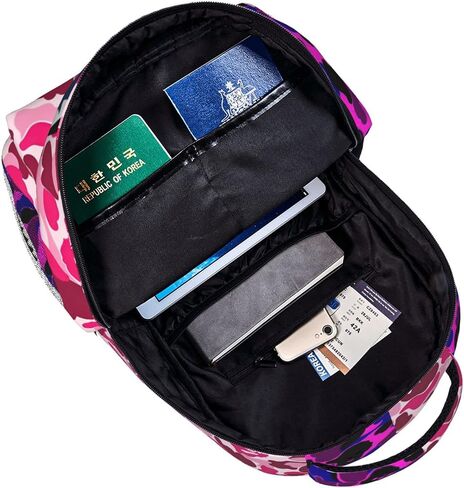 Backpack Shark Teeth Camo Backpacks Set with Lunch Box Pencil Case Travel Laptop Daypack Big Capacity Bookbag Fashion Durable Back Pack PINK in Saudi Arabia