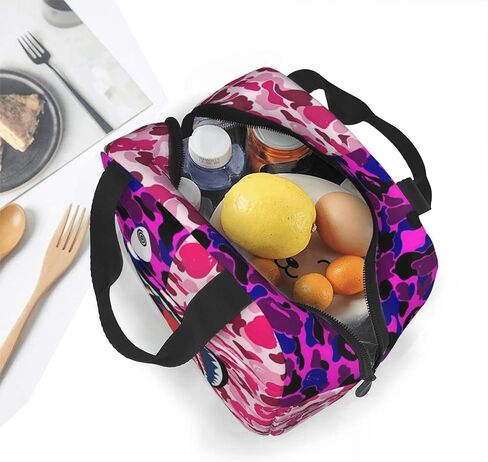 Backpack Shark Teeth Camo Backpacks Set with Lunch Box Pencil Case Travel Laptop Daypack Big Capacity Bookbag Fashion Durable Back Pack PINK in Saudi Arabia