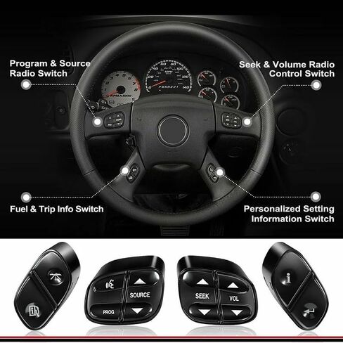 4Pcs Steering Wheel Switch Control Buttons for Chevrolet Silverado 1500 2500 3500, for GMC Sierra, for Hummer H2, for Cadillac Escalade,for Buick in Saudi Arabia