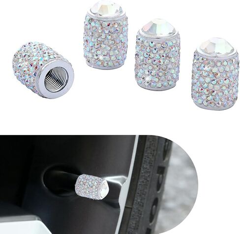 4PCS Bling Tire Valve Caps, Crystal Rhinestone Valve Stem Covers, Car Dustproof Waterproof Tire Air Cap, Universal for Vehicle, Sedan, SUV, Motorcycle, Bicycle (Black) in Saudi Arabia