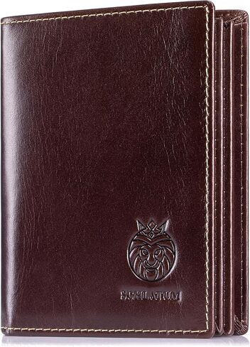 Lukzijaes Genuine Leather Bifold Wallet للرجال RFID حظر سعة كبيرة المحافظ الرأسية رجال مع نافذة الهوية 15 Solts 2 جيوب نقدية (القهوة) in Kuwait