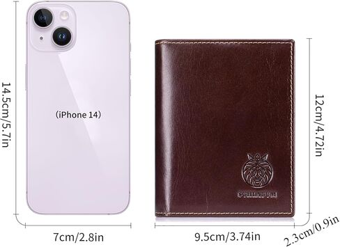 Lukzijaes Genuine Leather Bifold Wallet للرجال RFID حظر سعة كبيرة المحافظ الرأسية رجال مع نافذة الهوية 15 Solts 2 جيوب نقدية (القهوة) in Kuwait